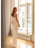 Strapless Ivory Satin Midi Length Chic Wedding Dress